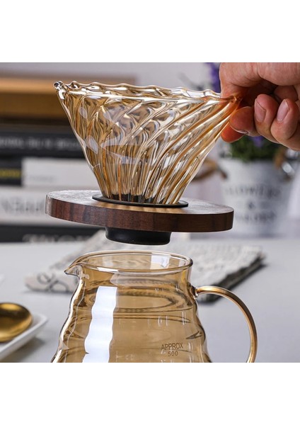 V02 Stil Damlatıcı V60 Üzerine Dökün Kahve Damlatıcı Cezve Seti 600ML Kahve Sunucusu Kahve Makinesi Demleme Fincanı V02 Cam Kahve Hunisi Damla Kahve Seti (Yurt Dışından)