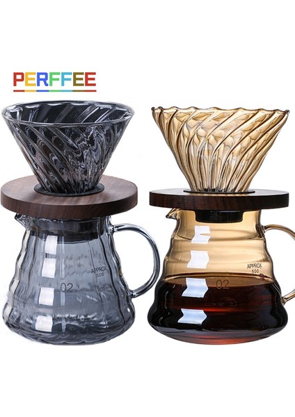 V02 Stil Damlatıcı V60 Üzerine Dökün Kahve Damlatıcı Cezve Seti 600ML Kahve Sunucusu Kahve Makinesi Demleme Fincanı V02 Cam Kahve Hunisi Damla Kahve Seti (Yurt Dışından)