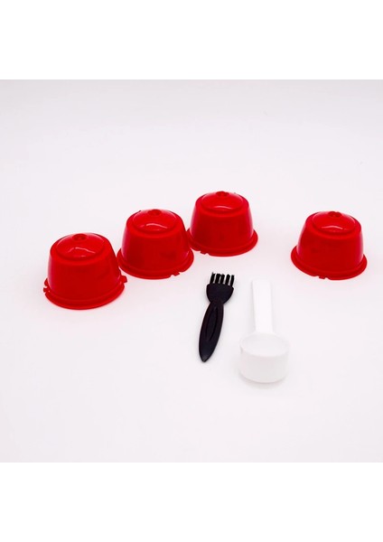Kırmızı Stil Et Dolce Gusto Plsatic Doldurulabilir Kahve Kapsül Filtre Cu Times Yeniden Kullanılabilir Kaşık Fırça Uyumlu Nescafe Dolce Gusto (Yurt Dışından)