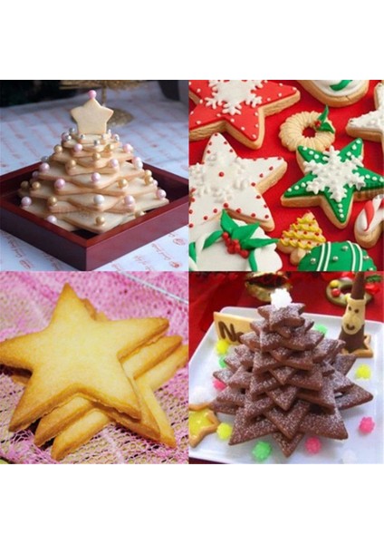 3'lü Şekil Stili Seti 3D Noel Ağacı Kurabiye Kalıbı Yıldız Kalp Şekli Erik Bisküvi Kesici Kalıp Fondan Kek Dekorasyon Kalıp Mutfak Pişirme Dıy Araçları (Yurt Dışından) modelleri