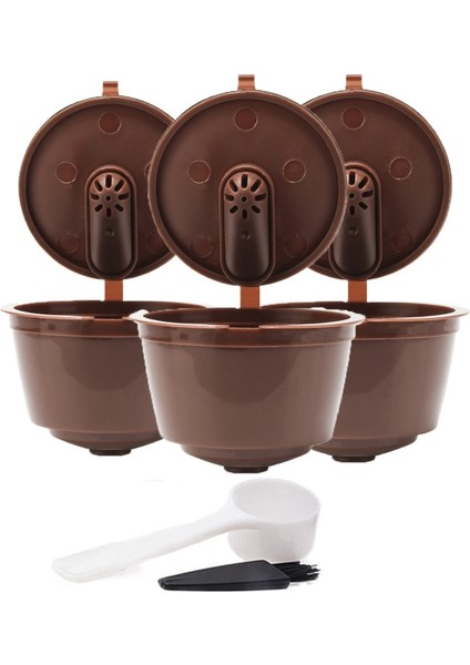 3 Stili Yazın Yeniden Kullanılabilir Kahve Kapsülü Pod Filtre Bardakları Kaşık Fırçalı Set Çevre Dostu Paslanmaz Çelik Hasır Filtre Dolce Gusto Için Uygun (Yurt Dışından)