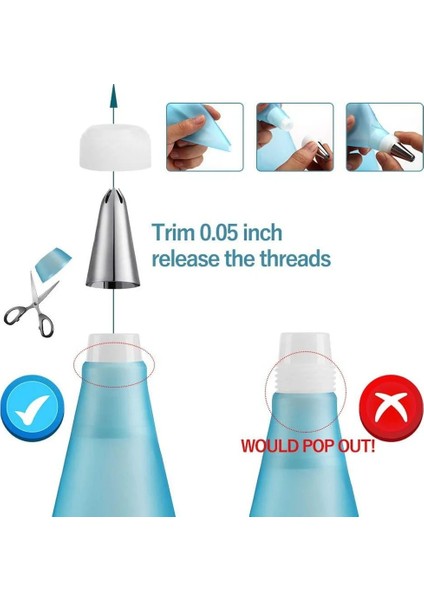 14 Adet-Mavi Tarzı Mutfak Pasta Torbası Ipuçları Kek Seti Silikon Buzlanma G Kremalı Pasta Süsleme Araçları Yeniden Kullanılabilir Pasta Torbaları+ Nozul Kolay Set (Yurt Dışından)