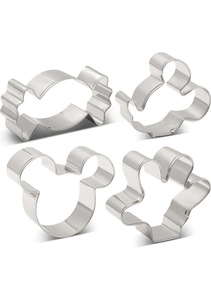 Kulak Tarzı Çocuklar Için Kenıao Fare Kurabiye Kesici - 4 Şekil - Kulaklar, Yan Yüz, Avuç Içi ve Şeker - Bisküvi Pasta Kalıp Araçları - Paslanmaz Çelik (Yurt Dışından) fiyatları