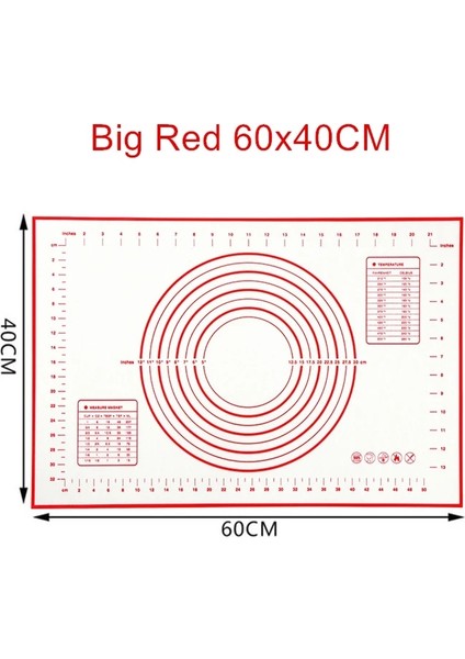 Kırmızı 60X40CM Stili Silikon Pişirme Mat Pizza Hamur Makinesi Pasta Mutfak Aletleri Pişirme Araçları Gereçleri Bakeware Yoğurma Aksesuarları (Yurt Dışından)
