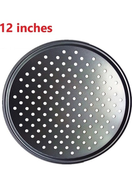 1 Adet 12 Inç Tarzı Yuvarlak Karbon Çelik Pizza Tavası Tepsisi Fda Yapışmaz Kaplamalı Pizza Fırın Tavası Delme Pizza Kalıbı Fırın Tepsisi Pişirme Aracı Bulaşık Pişirme (Yurt Dışından)