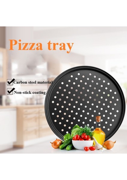 1 Adet 12 Inç Tarzı Yuvarlak Karbon Çelik Pizza Tavası Tepsisi Fda Yapışmaz Kaplamalı Pizza Fırın Tavası Delme Pizza Kalıbı Fırın Tepsisi Pişirme Aracı Bulaşık Pişirme (Yurt Dışından) fiyatları