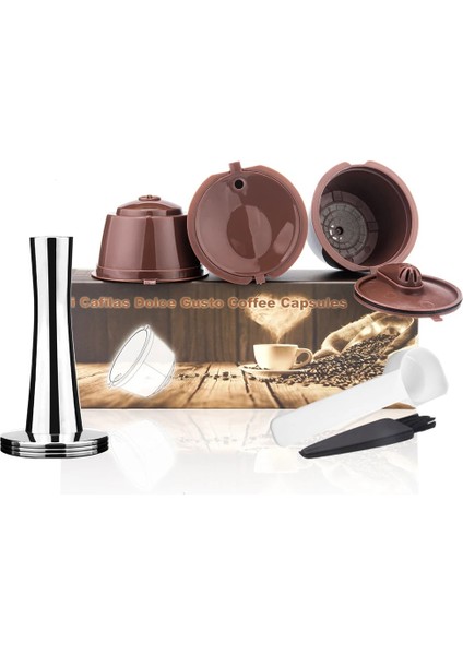 Resim Stili Olarak Icafilas Nescafe Dolce Gusto Için Yeniden Kullanılabilir Kahve Kapsül Bölmesi Paslanmaz Çelik ve Plastik Dolum Kahve Filtreleri Damlatıcı Sepetler (Yurt Dışından)