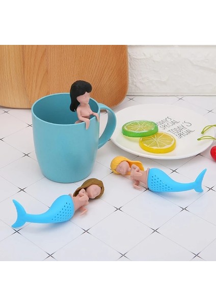 Sarı Saç Stili Denizkızı Çay Demlik Silikon Tes Çanta Yeniden Kullanılabilir Süzgeç Filtre Çaydanlık Demlik Çay Kaşığı Çay Yaprağı Bitkisel Aracı Noel Dekorasyonu (Yurt Dışından) modelleri