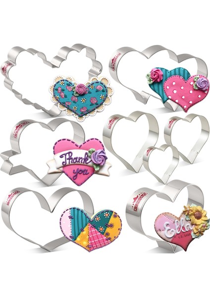 Kalp-C Stili Kenıao 6 Şekiller Kalp Çerez Kesici Düğün Için Sevgililer Günü Ekmek Sandviç Paslanmaz Çelik Bisküvi Fondan Büyük Kalıp (Yurt Dışından) modelleri