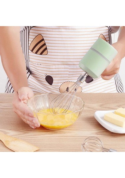 Yeşil Stil Mini Akülü Elektrikli Yumurta Çırpıcı El USB Şarj Edilebilir Gıda Blender Süt Köpürtücü 3 Hız Krema Gıda Kek Karıştırıcı (Yurt Dışından)