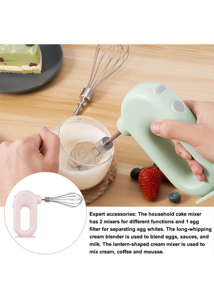 2 Adet Pembe Stil Pişirme Aracı Için Kablosuz El Şarj Çırpma Yumurta Karıştırıcı Taşınabilir Mutfak Aletleri Için Çevre Dostu Yüksek Hızlı El Blender (Yurt Dışından)