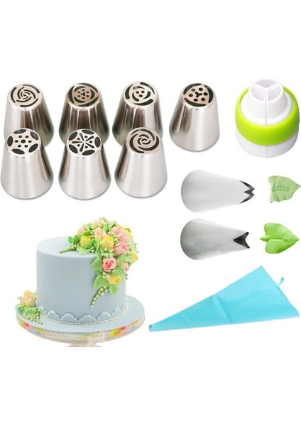 11 Adet Tarzı 1 Takım Rus Lale Buzlanma G Nozulları Paslanmaz Çelik Çiçek Krema Pasta Ipuçları Nozullar Çanta Cupcake Kek Dekorasyon Araçları (Yurt Dışından)