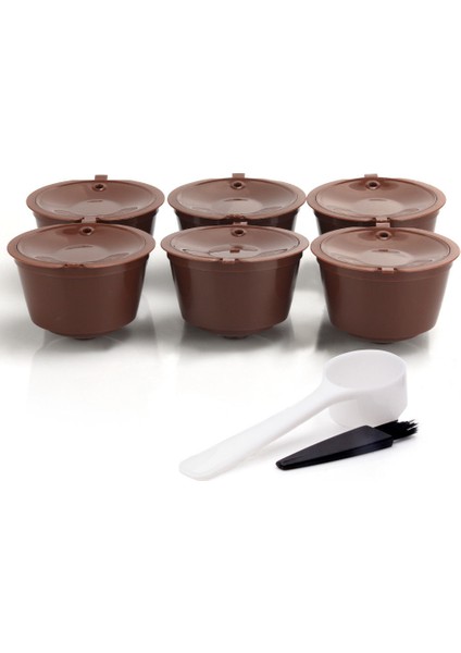 6 Adet Kahverengi Stil Nescafe Için Dolce Gusto Kahve Filtreleri Kapsül Pod Yeniden Doldurulabilir Dolci Gusto Kahve Çay Damlatıcı Bardak Sepetleri Kaşık Fırça (Yurt Dışından)