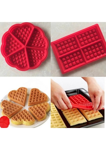 Kalp Şekli Stili Silikon Kek Waffle Kalıpları Makinesi Pan Mikrodalga Pişirme Çerez Muffin Kalıp Pişirme Aracı Mutfak Aksesuarları Malzemeleri (Yurt Dışından) modelleri