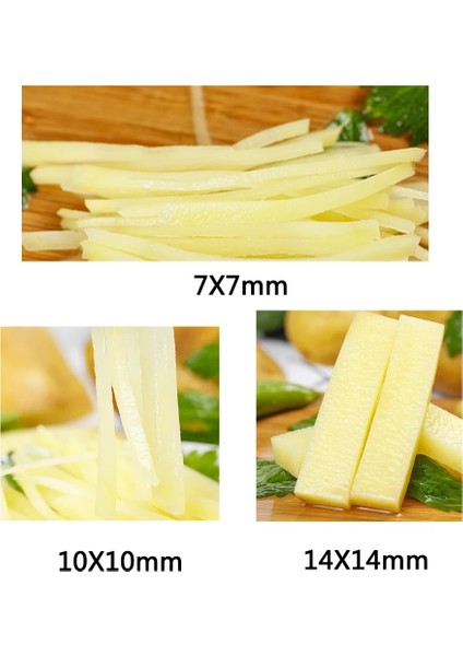 10 mm Tarzı Utter Parçalar Patates Kızartma Kesici, Patates Kızartma Makinesi Aksesuarları Patates Kızartma Dilimleri +3 Bıçak Boyutu, Paslanmaz Çelik (Yurt Dışından)