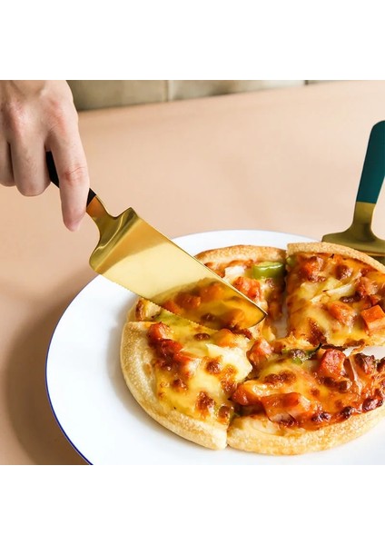 Altın Tarzı Paslanmaz Çelik Dişli Pizza Kürek Kek Tereyağı Peynir Dondurma Tatlı Kesici Gıda Kek Spatula Kürekler Mutfak Pişirme Araçları (Yurt Dışından)