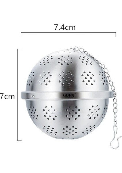 Çap 7.4cm Tarzı Paslanmaz Çelik Çay Yaprağı Demlik Baharat Topu Bitkisel Baharat Filtresi Asılı Zincir Konteyner Süzgeç Mutfak Teaware Aksesuarları (Yurt Dışından)