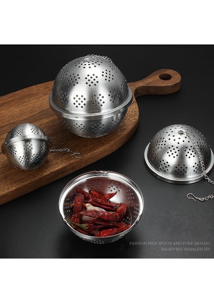 Çap 7.4cm Tarzı Paslanmaz Çelik Çay Yaprağı Demlik Baharat Topu Bitkisel Baharat Filtresi Asılı Zincir Konteyner Süzgeç Mutfak Teaware Aksesuarları (Yurt Dışından) fiyatları