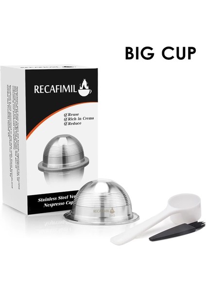 1 G1BIG Stili Icafilasespresso Kapsüller Yeniden Kullanılabilir Ürünler Nespresso Vertuoline ve Vertuo Paslanmaz Çelik (G2) Doldurulabilir Kapsül Yeniden Kullanılabilir Filtre Ods (Yurt Dışından)