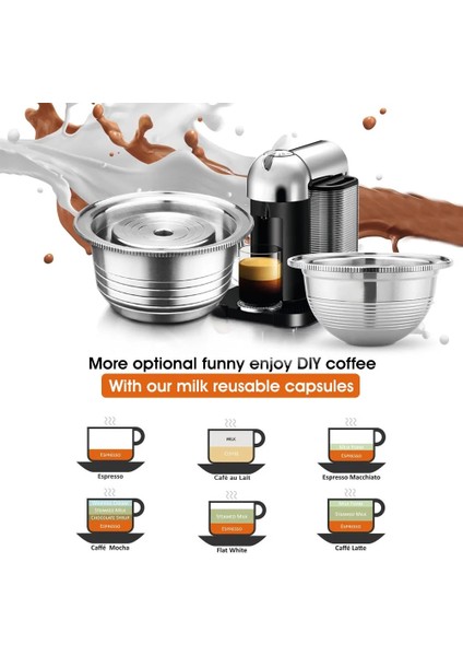 1 G1BIG Stili Icafilasespresso Kapsüller Yeniden Kullanılabilir Ürünler Nespresso Vertuoline ve Vertuo Paslanmaz Çelik (G2) Doldurulabilir Kapsül Yeniden Kullanılabilir Filtre Ods (Yurt Dışından) modelleri