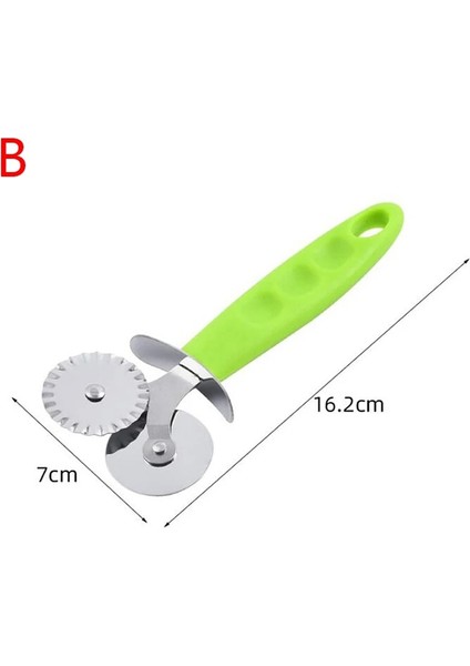 B Tarzı Paslanmaz Çelik Pizza Kesici Çift Silindirli Pizza Bıçağı Taş Pasta Makarna Hamur Crimper Pasta Mutfak Pişirme Aletleri Pizza Aracı (Yurt Dışından)
