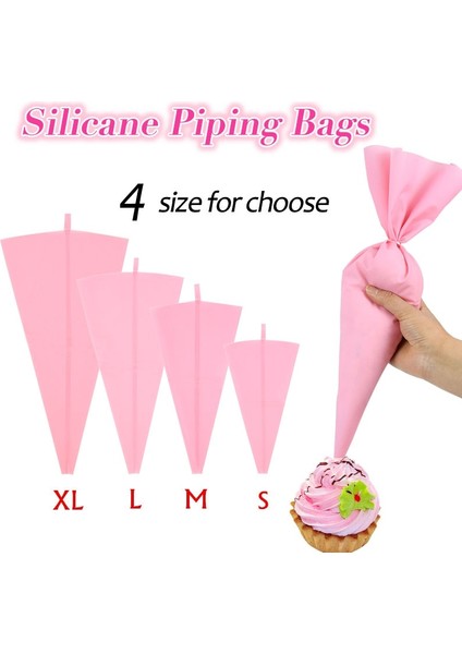 Pembe-14 Inç Tarzı Licone Kremalı Pasta Torbası Mutfak Aletleri Pişirme Aksesuarları Dıy Kek Dekorasyon Araçları Gıda Sınıfı Yeniden Kullanılabilir G Çanta (Yurt Dışından) indirimleri