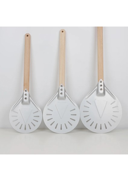 9 Inç 60CM Tarzı Pizza Torna Küçük Pizza Kabuğu Kürek Kısa Yuvarlak Pizza Aleti Kaymaz Ahşap Saplı Delikli Pizza Küreği Alüminyum (Yurt Dışından) fiyatları