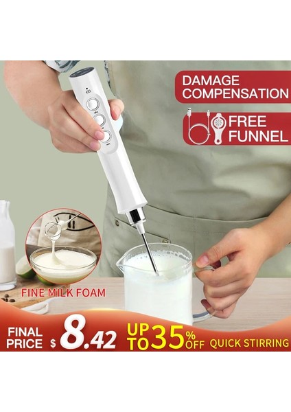 Yeşil Stil 3'ü 1 Arada Elektrikli El Sütü Köpürtücü Blender Taşınabilir Şarj Edilebilir Köpük Makinesi Yüksek Hızlı Içecek Mikseri Kahve Köpürtme Çubuğu (Yurt Dışından)