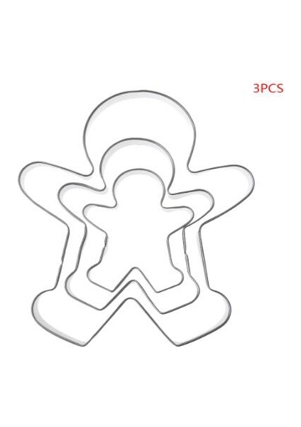 No.1 Tarzı 3 Adet Zencefilli Kurabiye Adam Erkek Kız Fondan Pasta Pişirme Bisküvi Kurabiye Kesici Set Paslanmaz Çelik (Yurt Dışından)