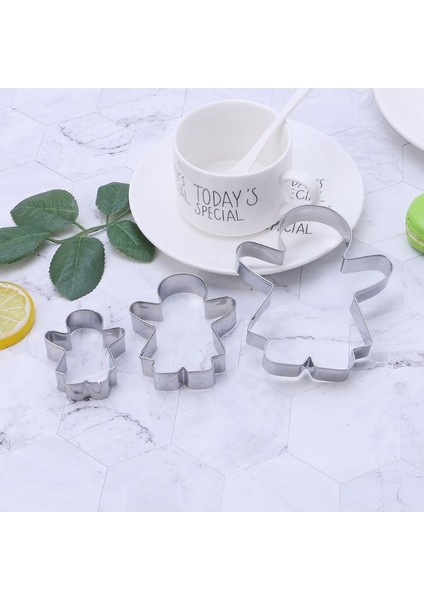 No.1 Tarzı 3 Adet Zencefilli Kurabiye Adam Erkek Kız Fondan Pasta Pişirme Bisküvi Kurabiye Kesici Set Paslanmaz Çelik (Yurt Dışından) fırsatları