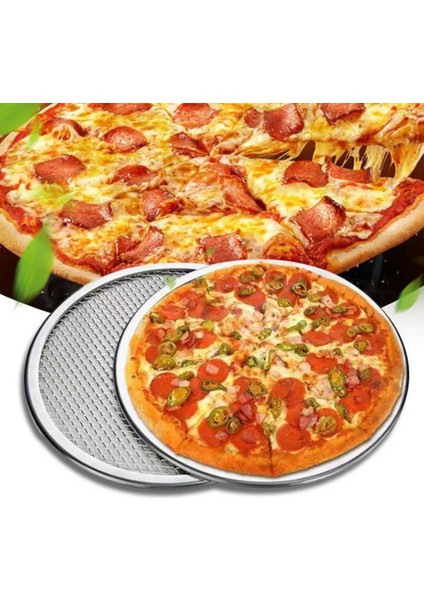 15 Inç Tarzı Alüminyum Izza Tava Kalınlaşmayan Yapışmaz Net Yuvarlak Pizza Örgü Tava Fırın Tepsisi Yeni Mutfak Aleti Bakeware (Yurt Dışından)