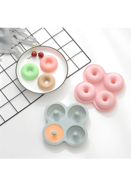 Mavi Stil 4 Kavite Donut Yaratıcı Kek Silikon Kalıp Ev Mutfak Fırın Tepsisi Kek Silikon Kalıpları Pişirme Bakeware Fırında Araçları Kalıpları Fırça (Yurt Dışından) modelleri