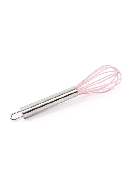 Pembe Stil 8 Inch Stainless Steel Balloon Wire Silicone Whisk Manual Egg Beater Mixer Kitchen Baking Utensil Milk Cream Butter Whisk Mixer (Yurt Dışından)