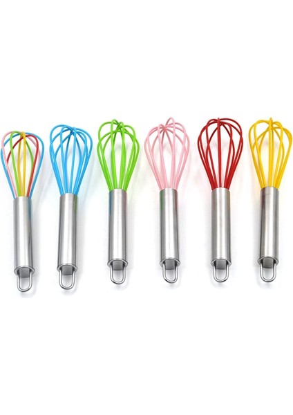 Pembe Stil 8 Inch Stainless Steel Balloon Wire Silicone Whisk Manual Egg Beater Mixer Kitchen Baking Utensil Milk Cream Butter Whisk Mixer (Yurt Dışından) indirimleri