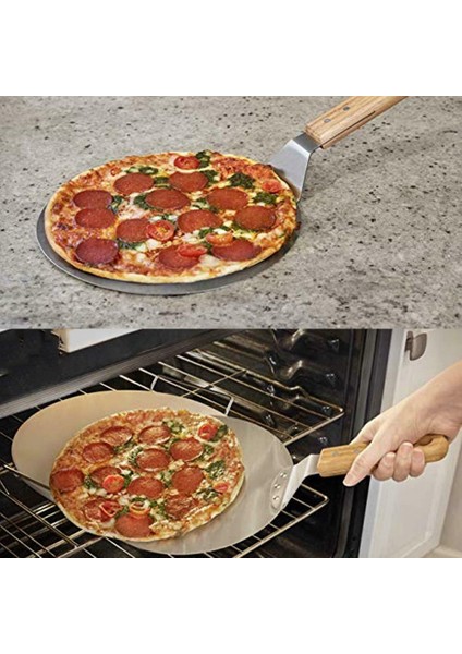 1 Parça Pizza Taş Pişirme Pasta Araçları Paslanmaz Çelik Haşlanma Önleyici Pizza Spatula Meşe Saplı Kek Kürek Mutfak Aksesuarları (Yurt Dışından)