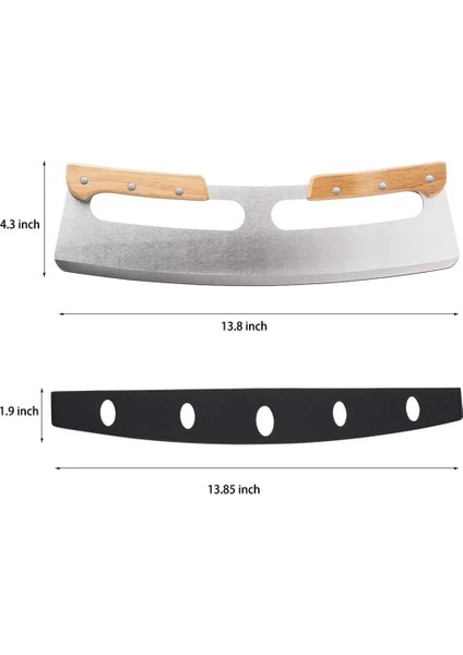 C Stili Pizza Kesici, Ahşap Saplı ve Plastik Kapaklı Paslanmaz Çelik Rocker Bıçağı - Pasta Pizza Yapımı Için Aksesuarları Yükseltme Doğrayıcı (Yurt Dışından) fiyatları