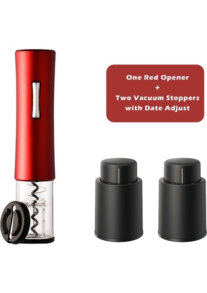 Kırmızı Set-3 Stili Ptzer Elektrikli Kırmızı Şarap Açacağı Folyo Kesici Tirbuşon Otomatik Şişe Açacakları Seti Mutfak Aksesuarları Araçları Araçlar LED (Yurt Dışından)
