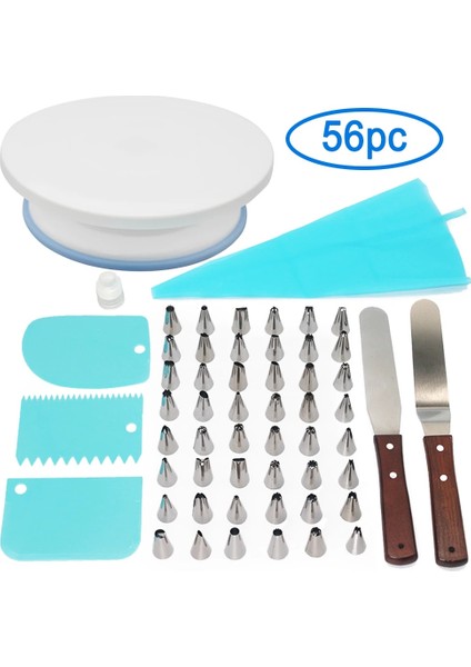 56PC Mor Tarzı Kek Standı Döner Tabla Döner Taban Kek Plastik Hamur Bıçağı Dekorasyon 10 Inç Kremalı Kek Stand Seti Kek Döner Döner Tabla Aracı (Yurt Dışından)