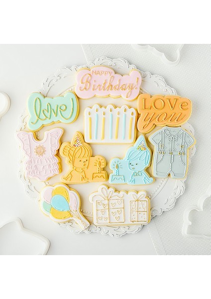 Balon Kabartma Stili Sevimli Mutlu Yıllar Aşk Çerez Piston Kesiciler Fondan Kek Kalıbı Bisküvi Sugarcraft Kek Dekorasyon Araçları Çerez Damgası (Yurt Dışından) modelleri