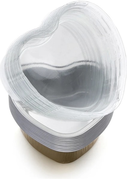 Altın Tarzı ml Kalp Şeklinde Kek Tava Alüminyum Folyo Kapaklı Cupcake Fincan Börek Pişirme Tavaları Anneler Günü Puding Fincan Kek Araçları (Yurt Dışından)