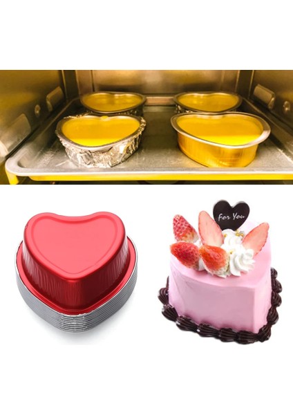 Altın Tarzı ml Kalp Şeklinde Kek Tava Alüminyum Folyo Kapaklı Cupcake Fincan Börek Pişirme Tavaları Anneler Günü Puding Fincan Kek Araçları (Yurt Dışından) modelleri