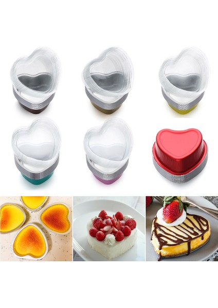 Altın Tarzı ml Kalp Şeklinde Kek Tava Alüminyum Folyo Kapaklı Cupcake Fincan Börek Pişirme Tavaları Anneler Günü Puding Fincan Kek Araçları (Yurt Dışından) indirimleri