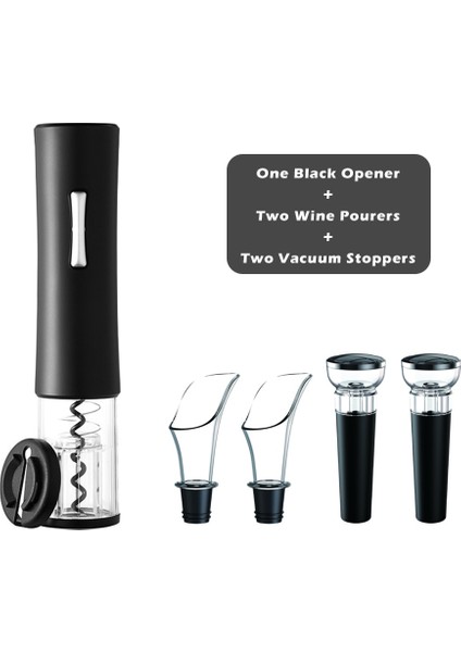 Siyah Set-1 Stili Ptzer Elektrikli Kırmızı Şarap Açacağı Folyo Kesici Tirbuşon Otomatik Şişe Açacakları Seti Mutfak Aksesuarları Araçları Araçlar LED (Yurt Dışından)