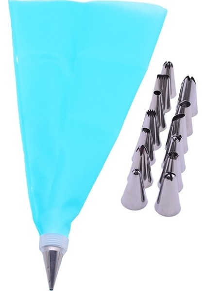 16 Adet Mavi Stil Licone Pasta Torbası Ipuçları Mutfak Dıy Buzlanma G Krem Yeniden Kullanılabilir Pasta Torbaları Meme Seti Kek Dekorasyon Araçları (Yurt Dışından)