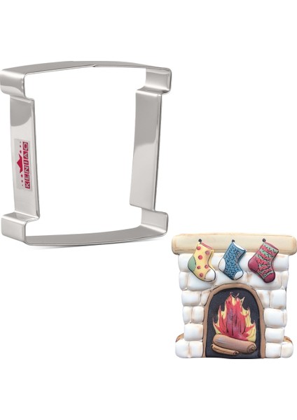 Kenıao Kış Noel Şömine Kurabiye Kesici x 8.5cm - Bisküvi Fondan Sandviç Ekmek Kalıbı - Paslanmaz Çelik - Janka Tarafından (Yurt Dışından)
