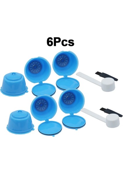 6 Adet Mavi -- Set B Stili Kahve Makinesi Yeniden Kullanılabilir Kapsül Kahve Fincanı Filtresi Nescafe Için Doldurulabilir Kahve Fincanı Tutacağı Dolce Gusto Için Pod Süzgeç (Yurt Dışından)