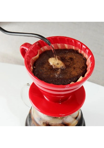 V01 80 Adet Tarzı Seramik Kahve Damlatıcı Motor V60 Stil Kahve Damla Filtre Fincan Kalıcı Kahve Üzerine Dökün Kahve Makinesi Bardaklar Için Ayrı Stand (Yurt Dışından)