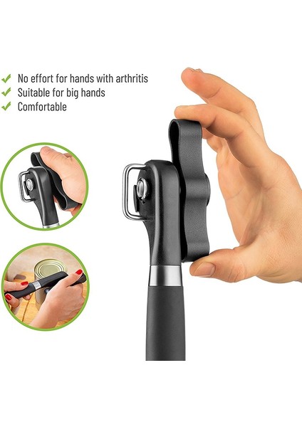 Siyah Stil Konco Manuel Konserve Açacağı Paslanmaz Çelik Şişe Açacakları Profesyonel Ergonomik Kavanozlar ve Konserve Açacağı Tenekeler Için Mutfak Aletleri (Yurt Dışından)