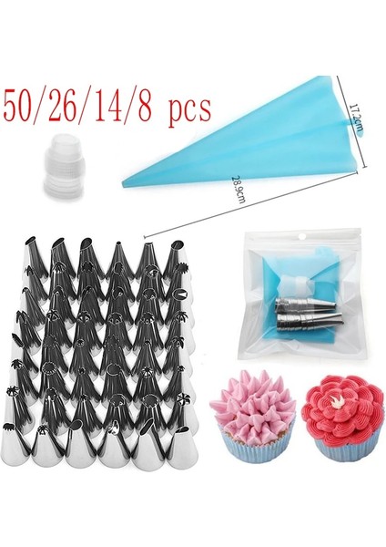 Mavi 26 Adet Tarzı Licone Pasta Torbası Ipuçları Mutfak Dıy 48 Buzlanma G Nozul + Krem Yeniden Kullanılabilir Kek Dekorasyon Araçları Pasta Çantaları (Yurt Dışından) fiyatları