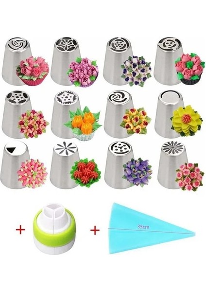14PC Tarzı Set Silikon Dondurma G Krem Pasta Torbası 6 Paslanmaz Çelik Nozul Seti Dıy Pasta Süsleme Ipuçları Seti Mutfak Aksesuarları (Yurt Dışından)